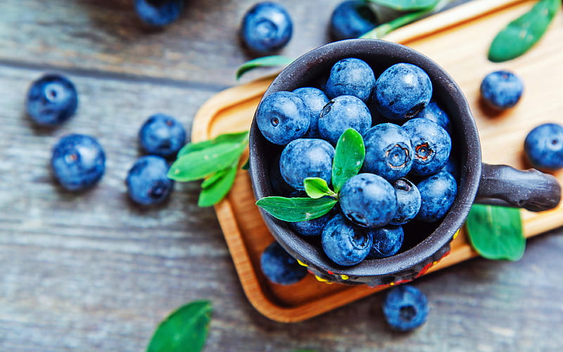 blueberry, bokeh, close-up, blueberries, fresh fruits, berries, basket of berries, fruits, HD wallpaper