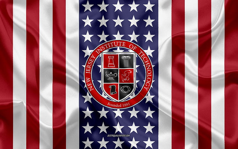 New Jersey Institute of Technology Emblem, American Flag, New Jersey Institute of Technology logo, Newark, New Jersey, USA, New Jersey Institute of Technology, HD wallpaper