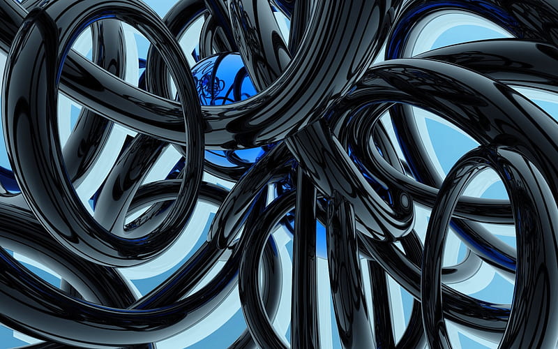 3D Abstract Tubes On Amoled Background 4K Phone Wallpaper