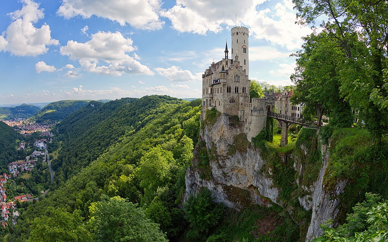 Lichtenstein Castle in Germany, medieval, Germany, castle, mountains, HD wallpaper