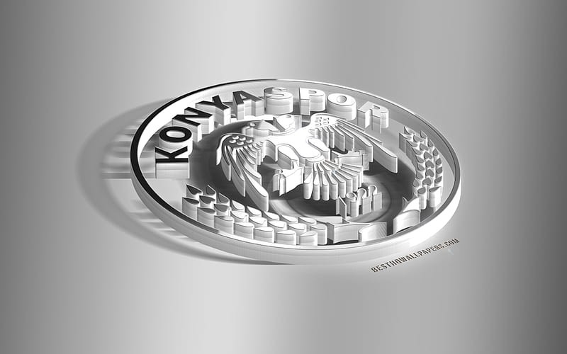 Konyaspor, 3D steel logo, Turkish football club, 3D emblem, Konya, Turkey, Konyaspor metal emblem, Super Lig, football, creative 3d art, HD wallpaper