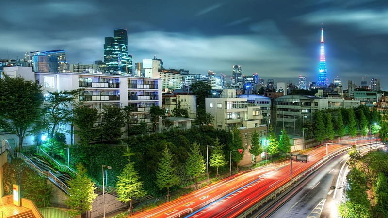 Tokyo Night, japan, city, japanese, tokyo, sky, night, HD wallpaper