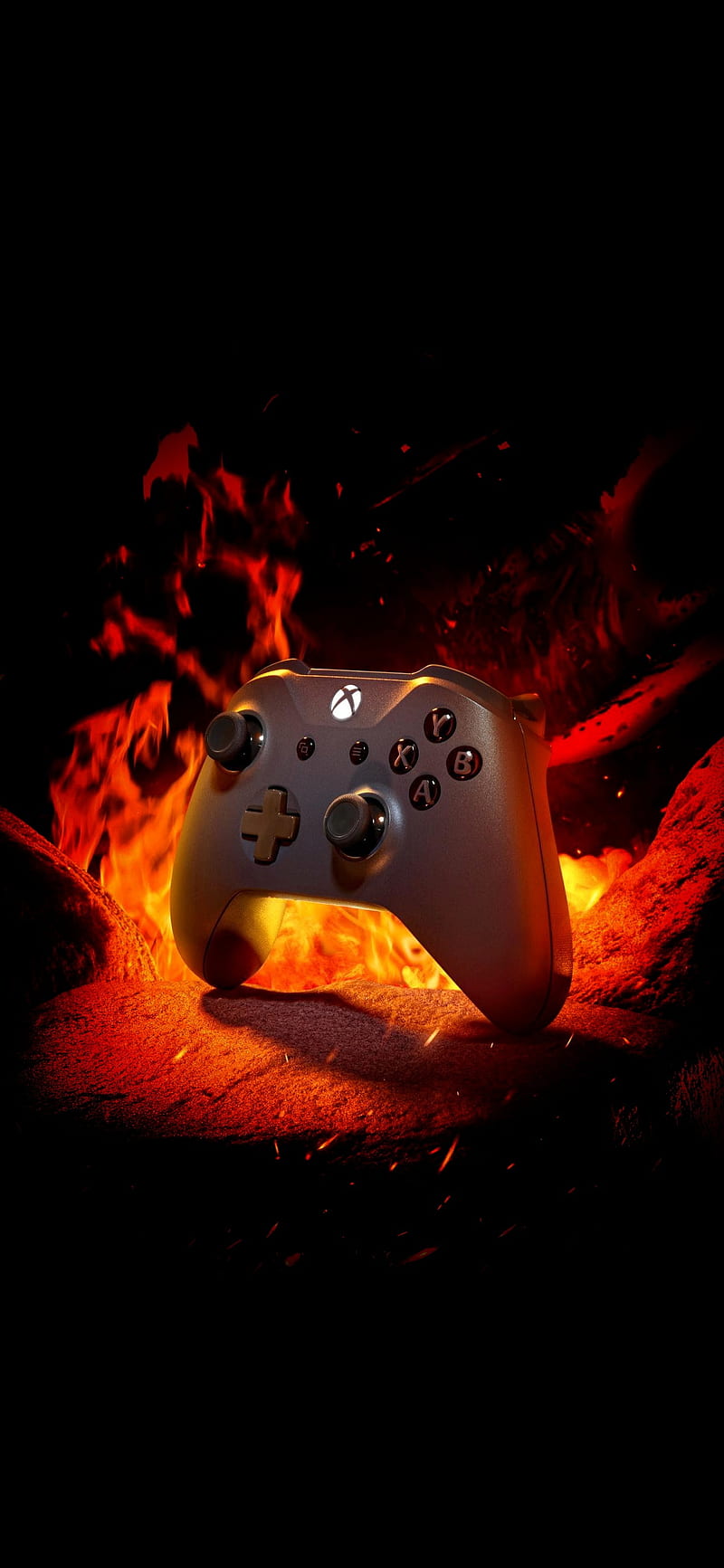 Xbox , amoled, black, console, controller, dark, fire, game, games, playstation, HD phone wallpaper