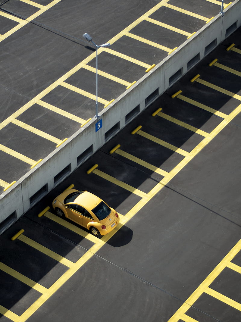 yellow coupe on parking lot at daytime, HD phone wallpaper
