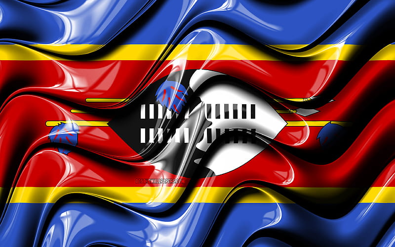 Swazi flag Africa, national symbols, Flag of Eswatini, 3D art, Eswatini, African countries, Eswatini 3D flag, HD wallpaper