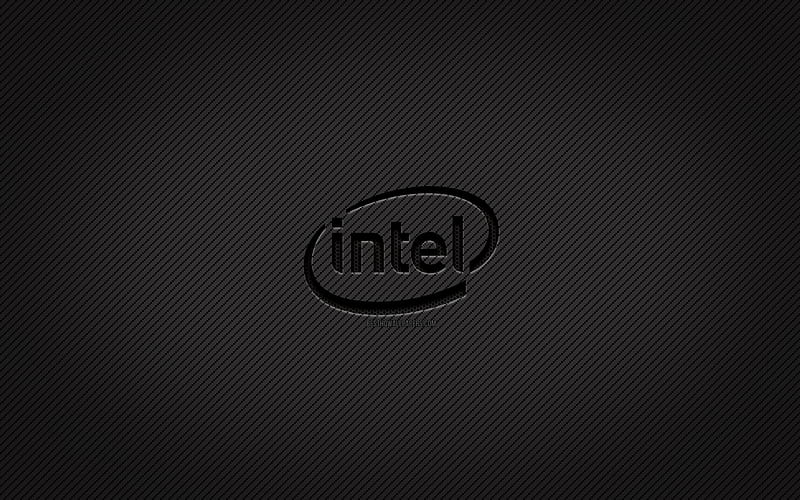 Intel carbon logo, , grunge art, carbon background, creative, Intel black logo, Intel logo, Intel, HD wallpaper