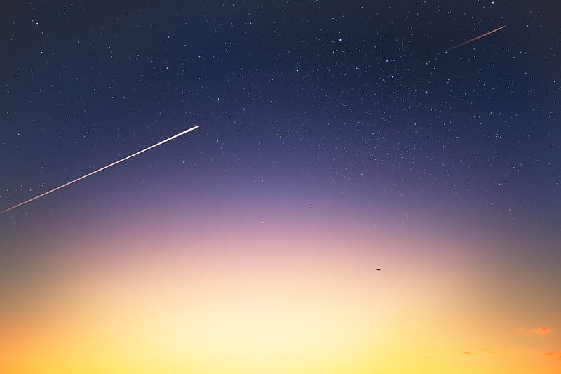 meteorite, sky, stars, fall, evening, HD wallpaper