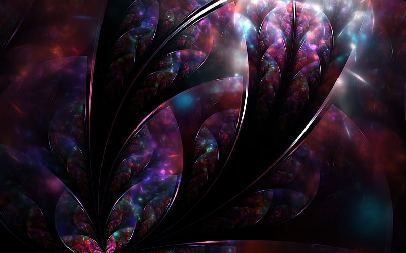 fractals, petals, 3d art, floral patterns, creative, fractal art, HD wallpaper