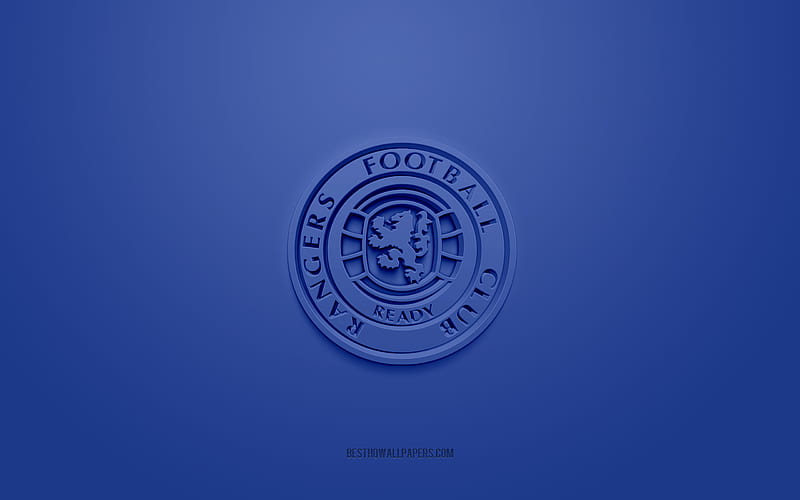 Rangers FC, creative 3D logo, blue background, 3d emblem, Scottish football club, Scottish Premiership, Glasgow, Scotland, 3d art, football, Rangers FC 3d logo, HD wallpaper