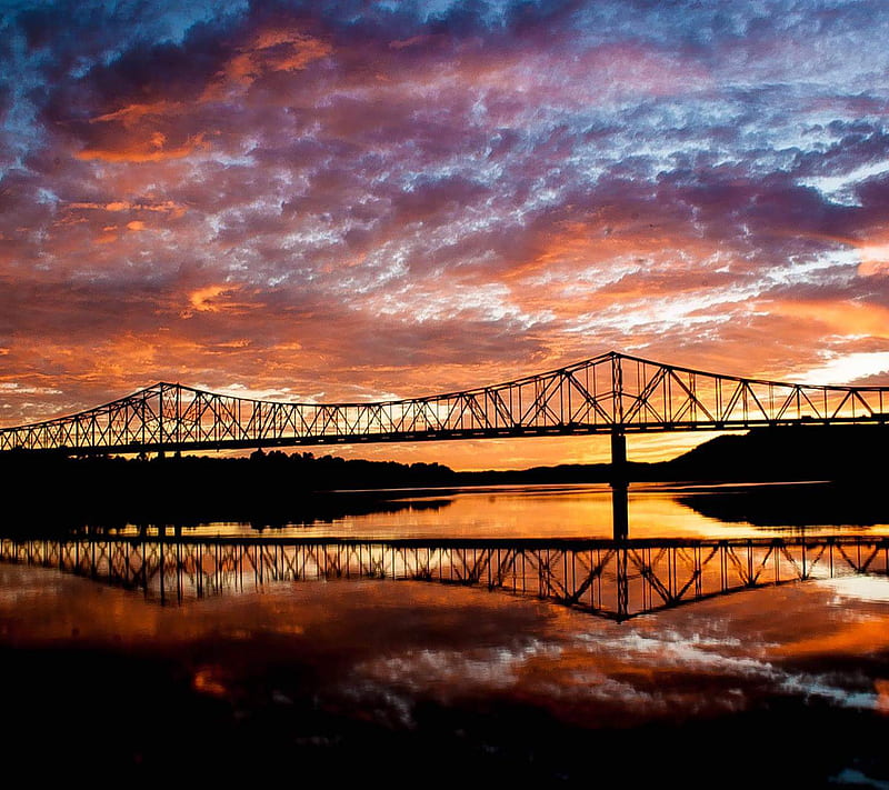 Bridge at sunset, ohio, portsmouth, HD wallpaper