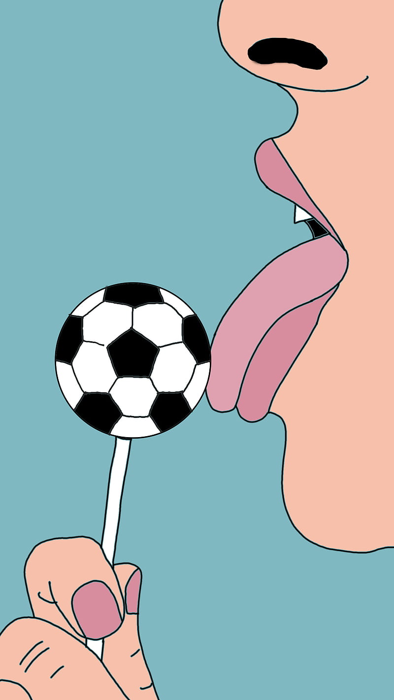 Pop art soccer ball, drawing, football, girl, licking, pastel, pop art, sport, HD phone wallpaper