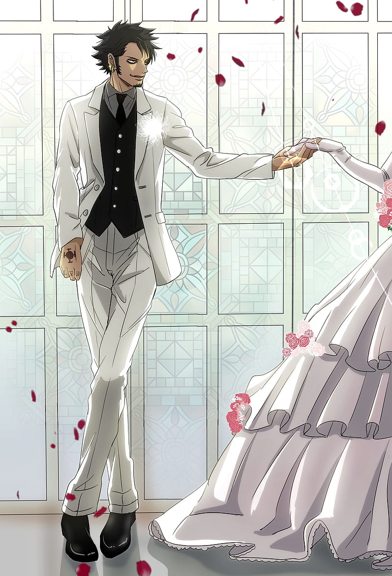 trafalgar law, one piece, groom, white suit, Anime, HD phone wallpaper
