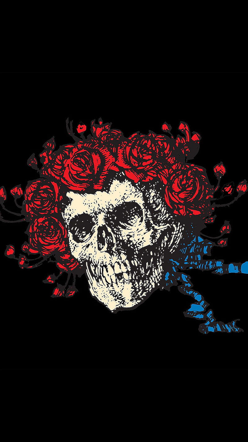 Grateful Dead, blanket, skull and roses, throw, HD phone wallpaper