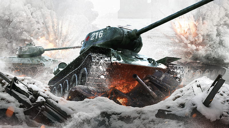 russian tank, t-34, snow, battlefield, Vehicle, HD wallpaper