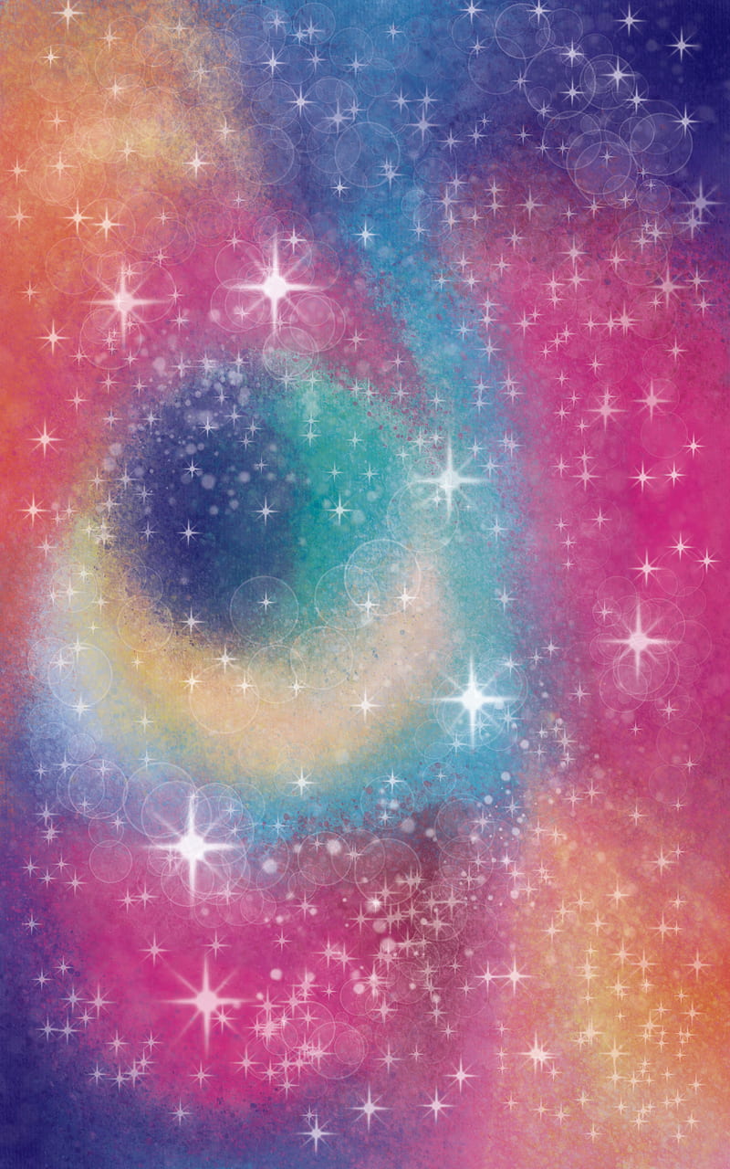 colourful galaxy stars, digital, digital paint, art, pink, green, texture brushes, pattern, colours in space, space, white stars, texture brush, blue, light, universe, purple, digital draw, HD phone wallpaper