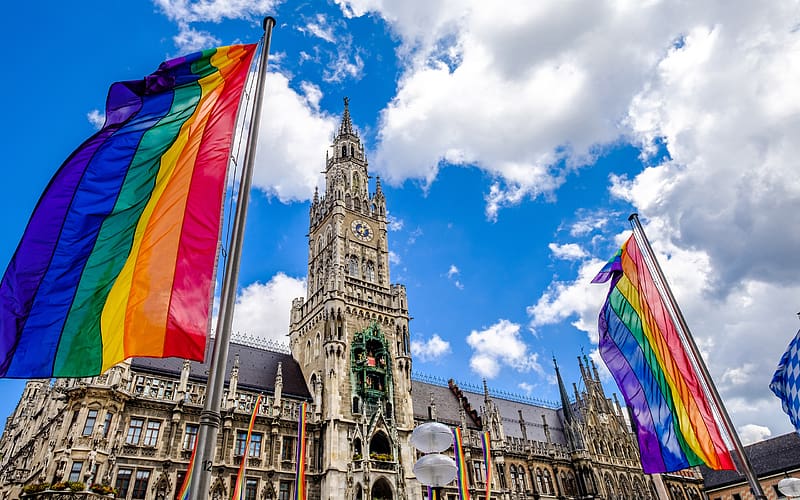 Pride Munich rainbow flag Munich City Hall Bing, HD wallpaper