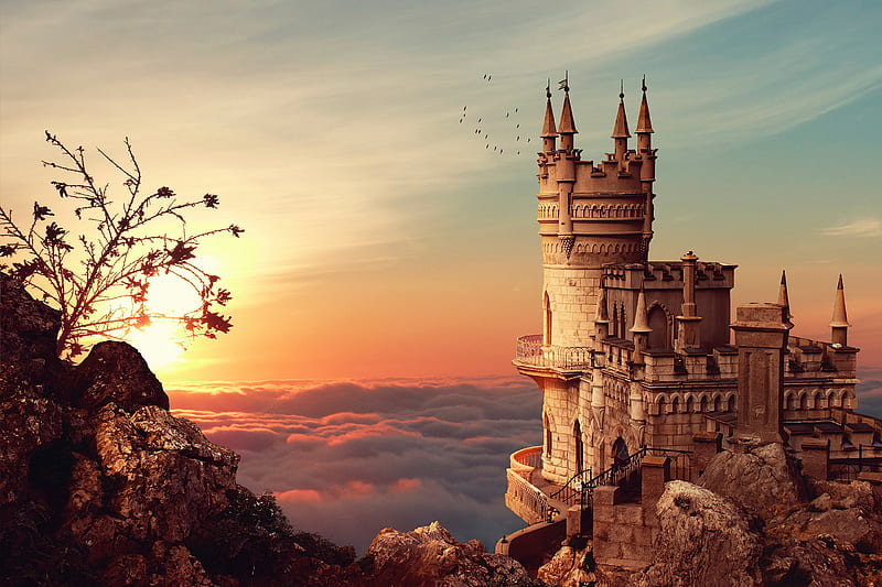 Buildings, Swallow's Nest, Castle, Crimea, Russia, HD wallpaper