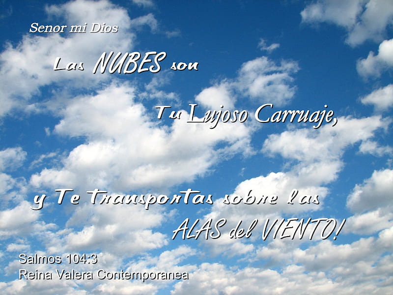 Nubes son Tu Carruaje, inspirational, Bible, clouds, sky, verse, HD wallpaper