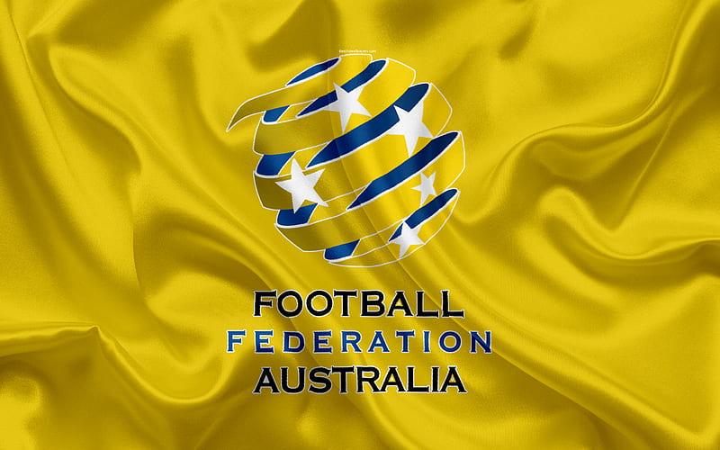 Australia national football team, logo, emblem, flag, football federation, World Championship, football, silk texture, HD wallpaper