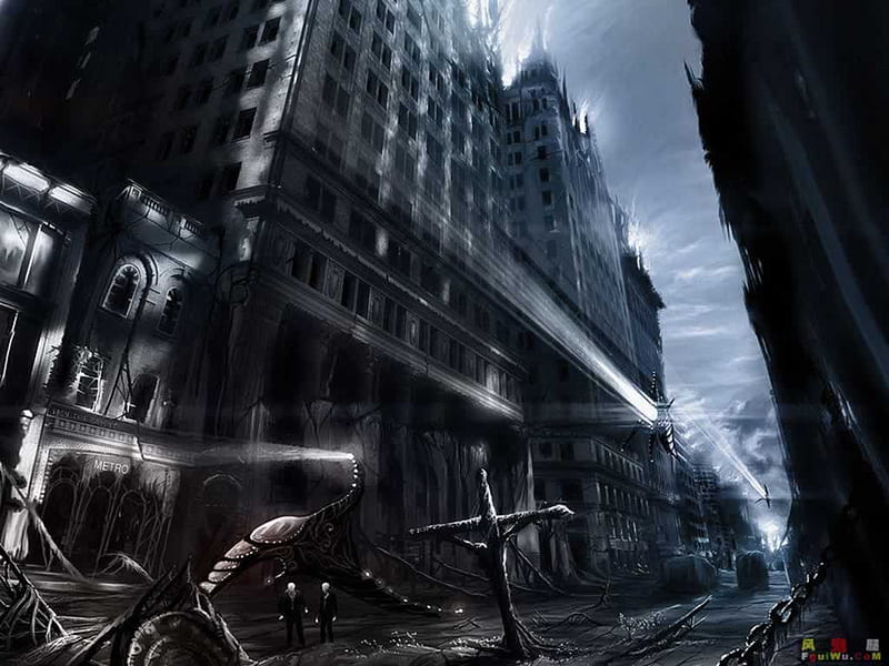 The City, blue, rubble, HD wallpaper The City, blue, rubble, HD wallpaper