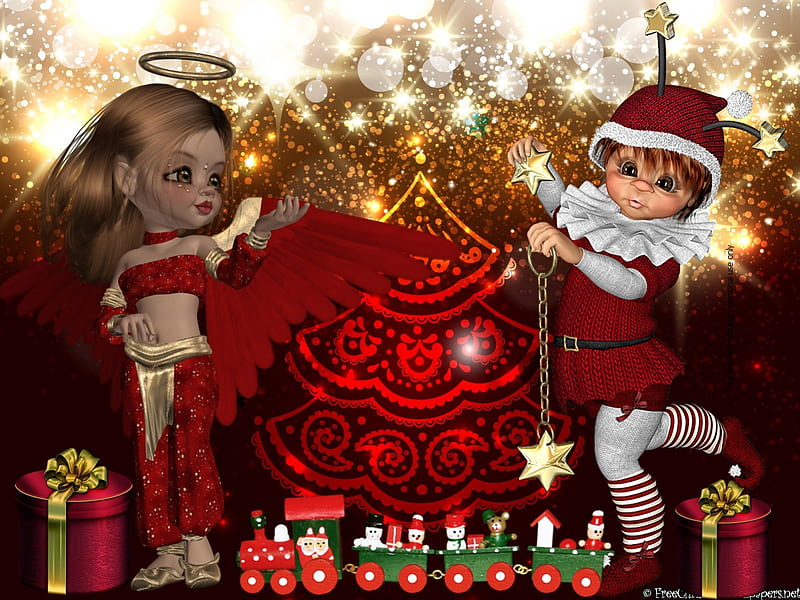Nice Elf, red, holidays, christmas, elf, winter, HD wallpaper