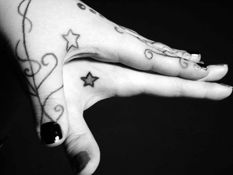 Write On Your Hands, hands, goth, graphy, black and white, black, HD wallpaper