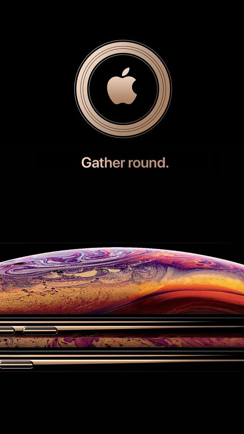 gather round, apple, background, black, iphone, logo, tech, ultra, HD phone wallpaper