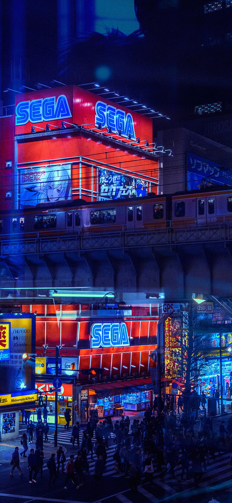 Sega store, city, night, tokyo, HD phone wallpaper