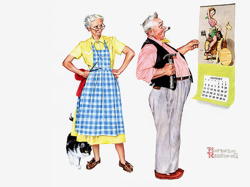 Calendar Girl, calendar, angry wife, happy husband, girl, HD wallpaper