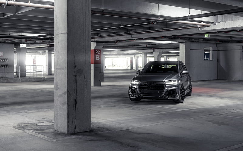 Audi Q7, SUVs, tuning, 2018 cars, gray Q7, german cars, tunned Q7, Audi, HD wallpaper