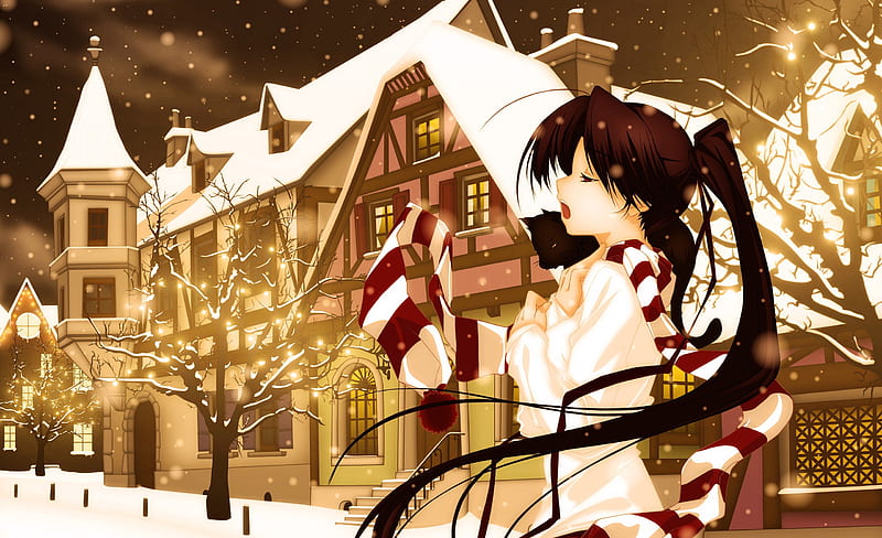Anime navidad, casa, niña, navidad, nieve, anime, dos cuentos, luces de  navidad, Fondo de pantalla HD | Peakpx