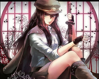Lady Warrior, female, sexy, floral, hat, cute, blossom, girl, blade, cap,  anime, HD wallpaper | Peakpx