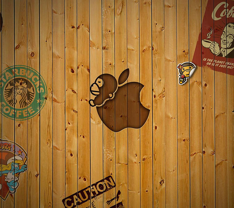 Logos, apple, caution, starbucks, HD wallpaper