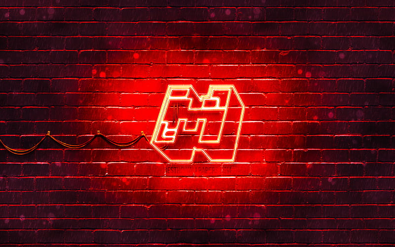 Minecraft red logo red brickwall, Minecraft logo, 2020 games, Minecraft neon logo, Minecraft, HD wallpaper