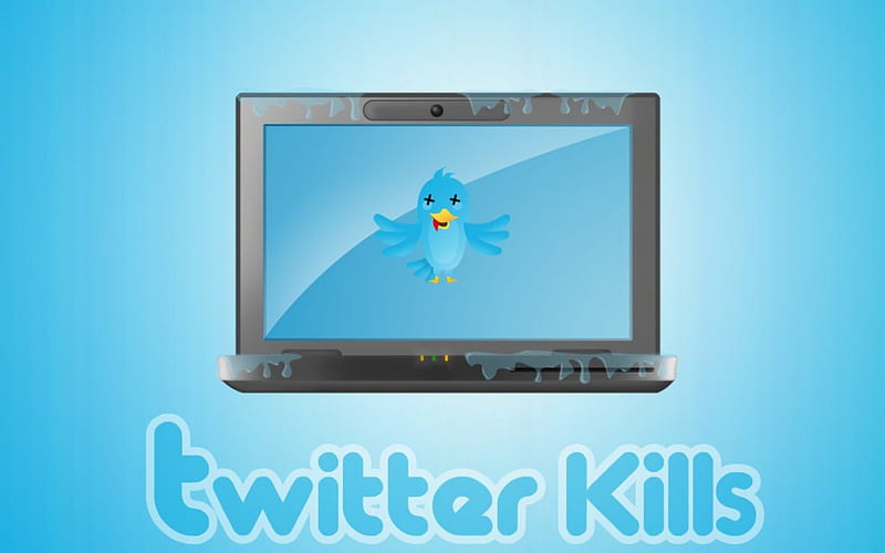 Twitter Kills, monitor, dead, bird, twitter, blue, HD wallpaper