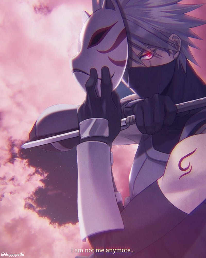 Kakashi , aesthetic, anime, art kakashi, manga, naruto, pink, purple, sharingan, HD phone wallpaper