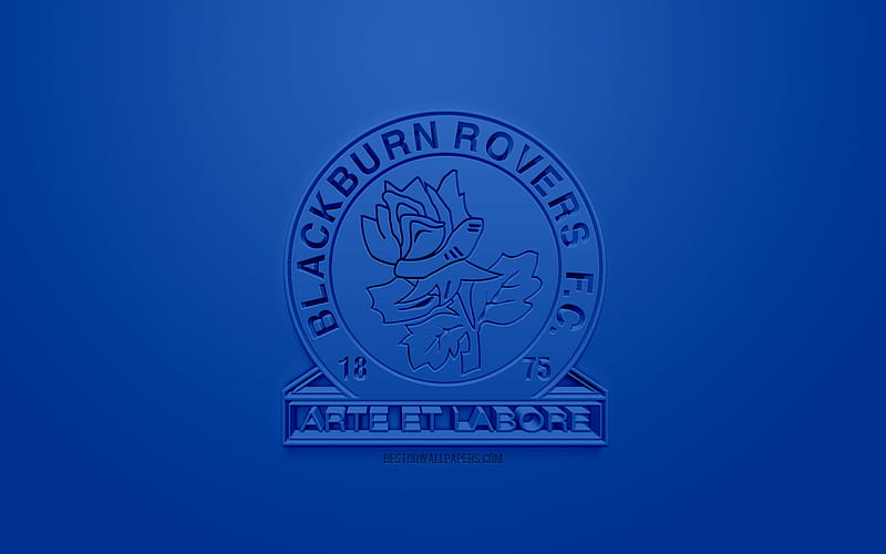 Blackburn Rovers FC, creative 3D logo, blue background, 3d emblem, English football club, EFL Championship, Blackburn, England, United Kingdom, English Football League Championship, 3d art, football, 3d logo, HD wallpaper