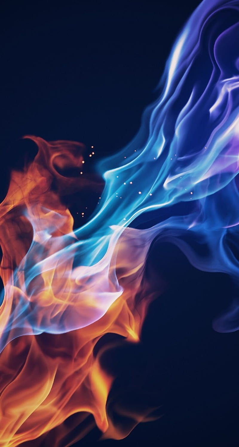Fire, aag, blue, flame, flames, fringe, fuoco, heart, love, smoke, HD mobile wallpaper