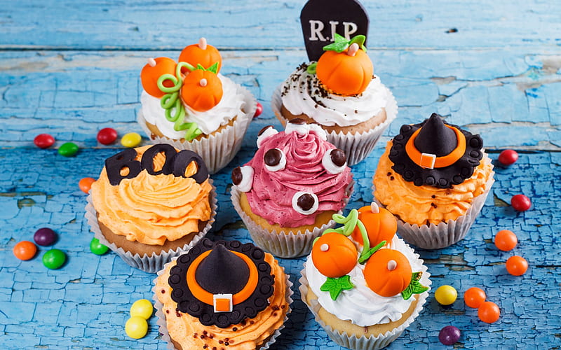 Halloween, October, autumn holidays, cakes, halloween pastries, sweets, HD wallpaper