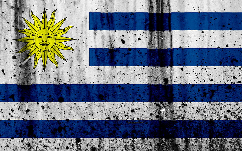 Uruguayan flag grunge, flag of Uruguay, South America, Uruguay, national symbols, Uruguay natonal flag, HD wallpaper