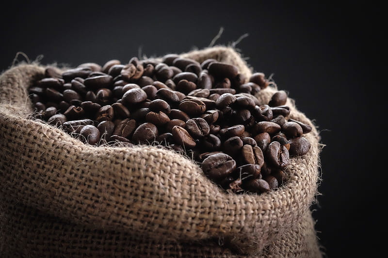 shallow focus graphy of coffee beans in sack, HD wallpaper