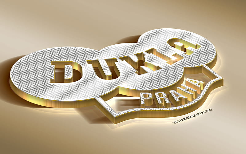 FK Dukla Praha, Czech Football Club, Golden Silver logo, Prague, Czech Republic, Czech First League, 3d golden emblem, creative 3d art, football, HD wallpaper