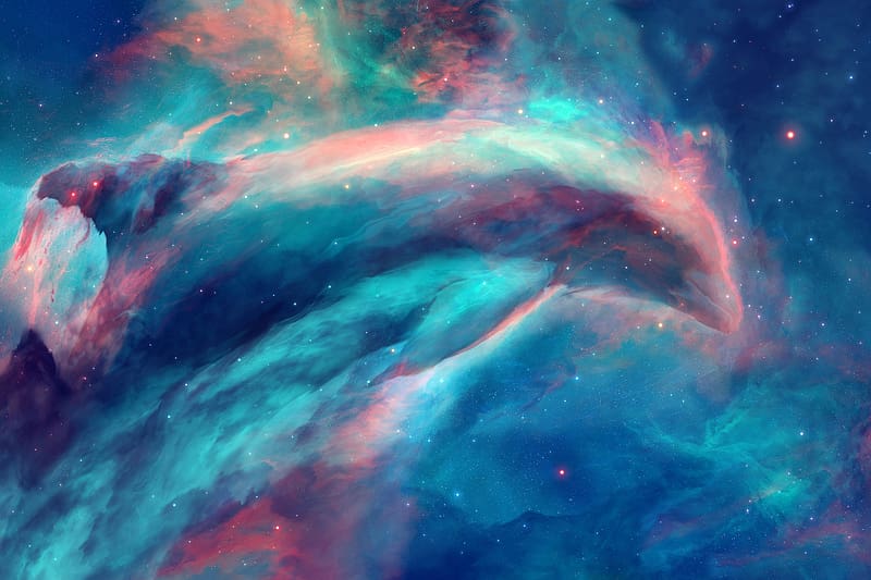 Nebula, Space, Sci Fi, Dolphin, HD wallpaper