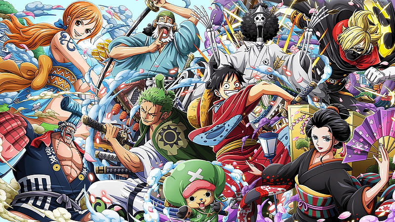 Anime, One Piece, Tony Tony Chopper, Usopp (One Piece), Roronoa Zoro, Monkey D Luffy, Nami (One Piece), Sanji (One Piece), Brook (One Piece), Nico Robin, Franky (One Piece), HD wallpaper