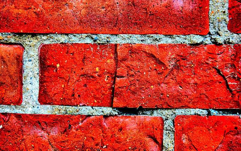 red brick texture, macro, brick wall, grunge, red bricks, close-up, bricks textures, bricks, wall, HD wallpaper