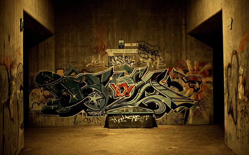 Urban Graffiti, graffiti, typography, landscape, urban, HD wallpaper
