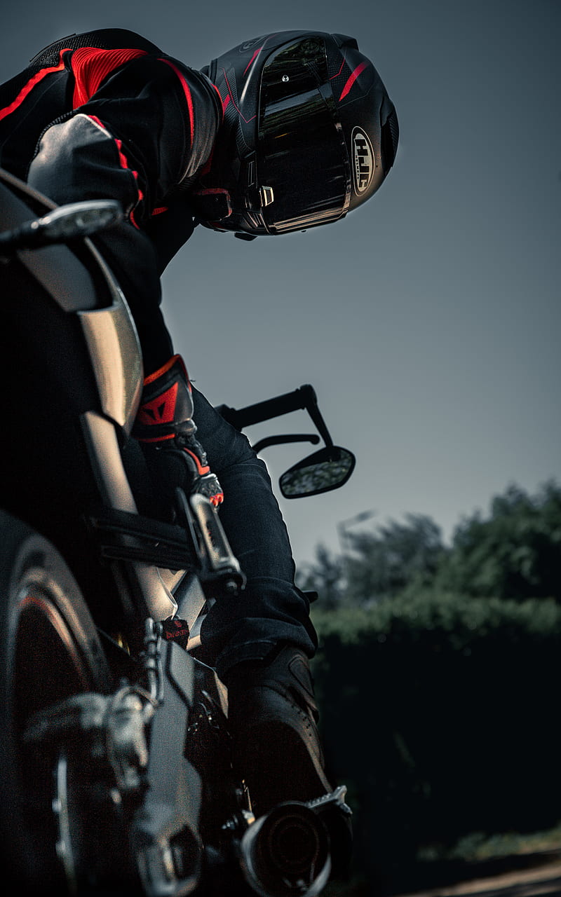 motorcyclist, helmet, motorcycle, equipment, HD phone wallpaper