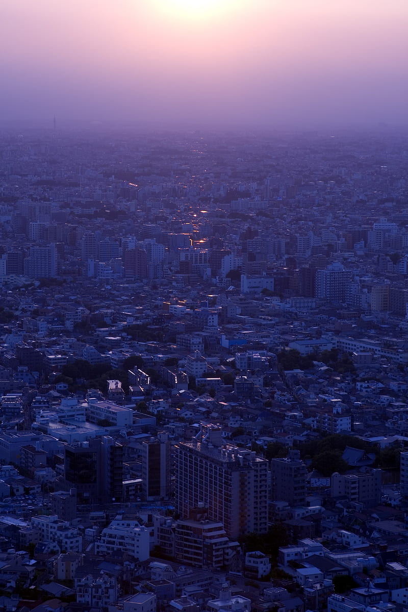 city, evening, buildings, distance, HD phone wallpaper