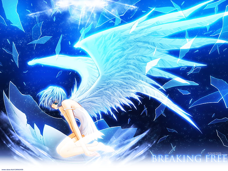 Anime, Wings, Sad, Angel, Short Hair, HD wallpaper