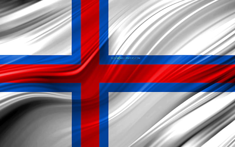 Faroe Islands flag, European countries, 3D waves, Flag of Faroe Islands, national symbols, Faroe Islands 3D flag, art, Europe, Faroe Islands, HD wallpaper